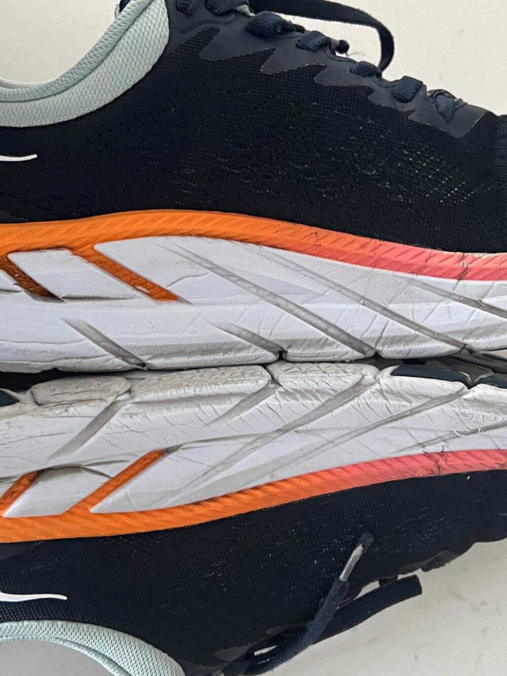 HOKA One One Clifton 7 Wide Women's US 8 D Navy Blue Orange Running Walking Shoe - Picture 5 of 10